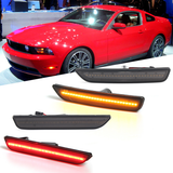 Front/Rear LED Side Marker Lights Turn Signals Lamps Smoked Pair for Ford Mustang 2010-2014