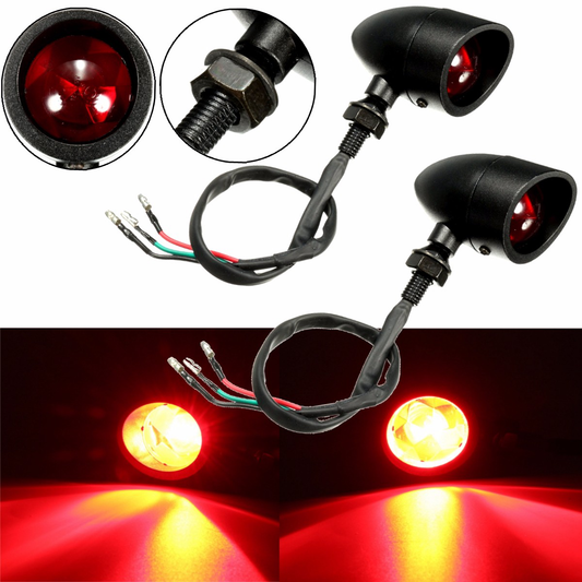 2Pcs LED Turn Signals Indicator Tail Brake Red Lights Universal Motorcycle Bike - Auto GoShop