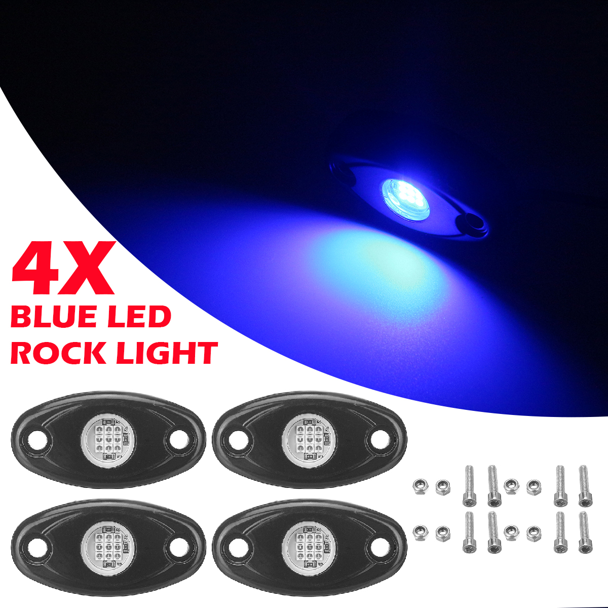 4Pcs LED Rock Light Underbody Atmosphere Deck Lamp Wireless Underbody Aluminum Alloy for Offroad Truck UTV Marrine