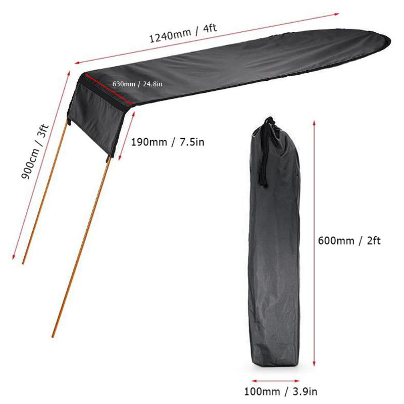 Sun Shade Canopy Waterproof Tarpaulin Black for Kayak Canoe Fishing Rubber Boat - Auto GoShop