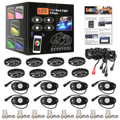 8PCS 12V USB RGB LED Car Atmosphere Lights Interior Decoration Lamp Phone Bluetooth APP Control - Auto GoShop