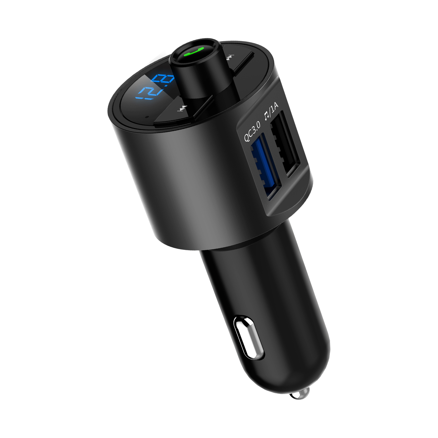 Mini LED Display Dual USB Bluetooth Hands-Free Smart Quick Wireless 3.6A Car Charger with Microphone