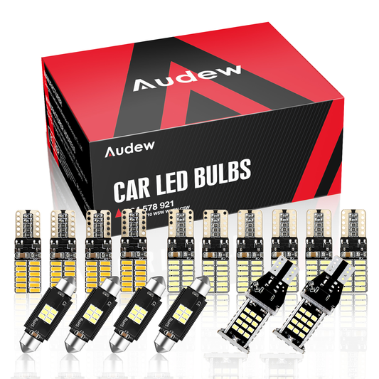 Audew 16PCS T10 C5W T15/912/921 LED Canbus Car Dome Interior Map Light License Plate Lamp