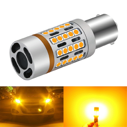 1156 3156 7440 45SMD LED Car Turn Signal Light CANBUS Error Free with Cooling Fan 12V 22.4W 2000LM Yellow Color - Auto GoShop