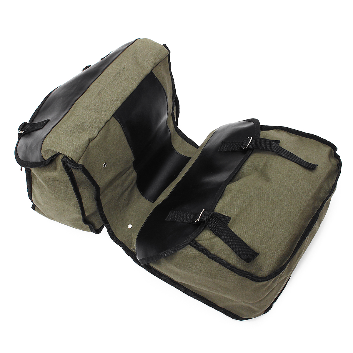 Motorcycle Saddlebags Canvas Side Back Pack Bike Multi-Purpose Luggage Bag Army Green - Auto GoShop