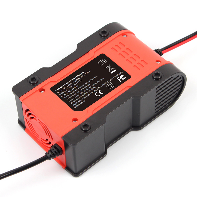 12V 6A/24V 3A LCD Intelligent Repair 100-240V Lead Acid Iron Lithium Motorcycle Car Battery Charger
