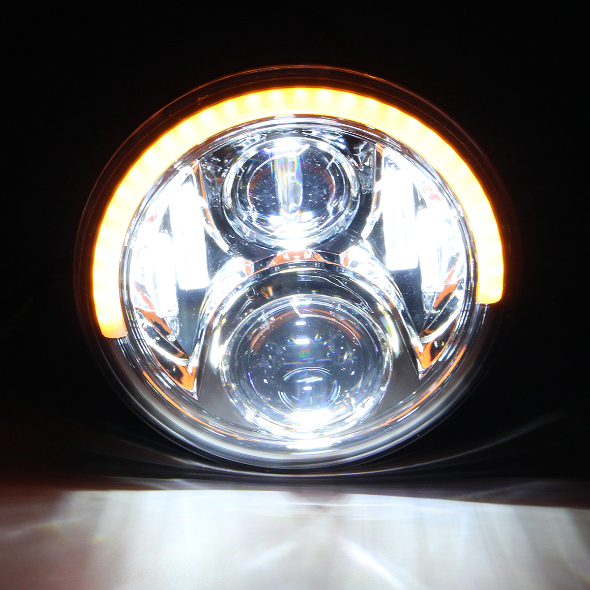 7Inch Angel Eyes LED HI/LO Beam DRL Turn Signal Headlight for Harley Davidson/Jeep Cherokee