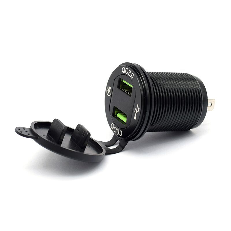 12V-24V QC3.0 Dual USB Quick Charger Socket for Automobile Car Boat Motorcycle Vehicle