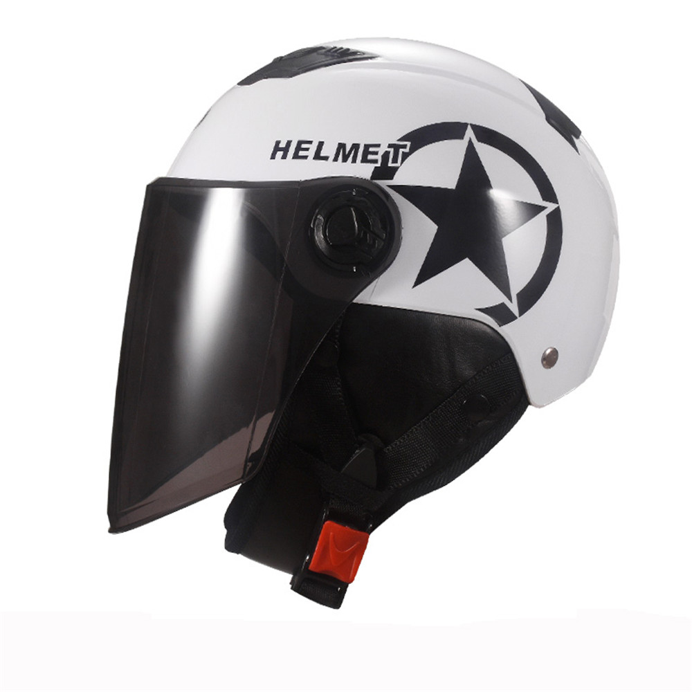 Universal Unisex Motorcycle Scooter Half Face Helmet with Brown Lens Breathable - Auto GoShop