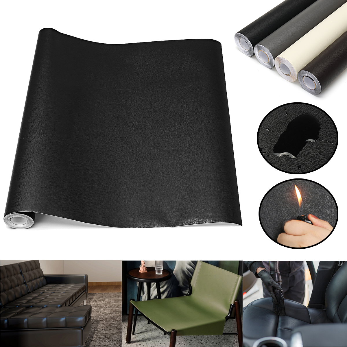 200X44Cm PU Upholstery Fabric Auto Leather Sofa Seat Repair Replace Patch Up