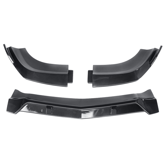 3PCS Carbon Fiber Color Front Bumper Lip Spoiler Cover Trim for Mercedes-Benz W204 2008-2014