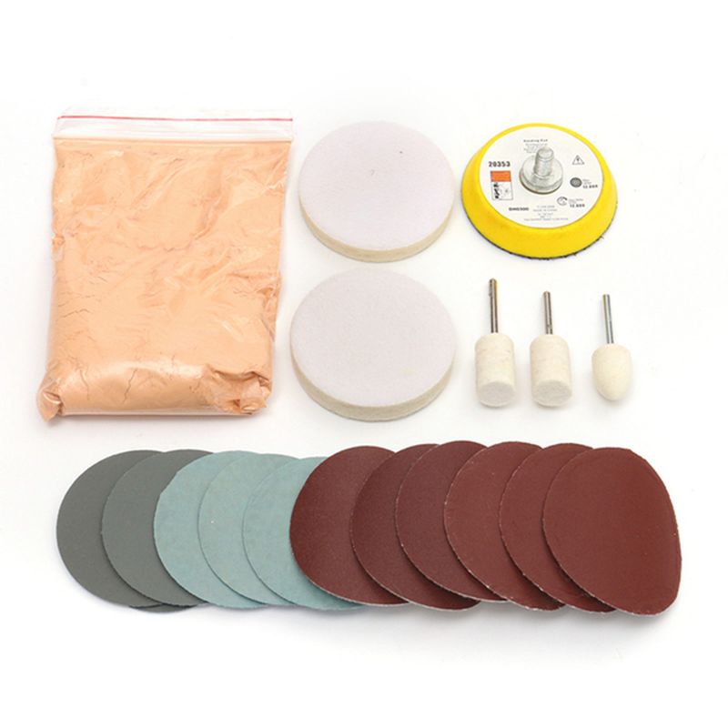 Glass Polishing Kit Scratch Removal Cerium Oxide Polishing Powder Polishing Pad and Wheel