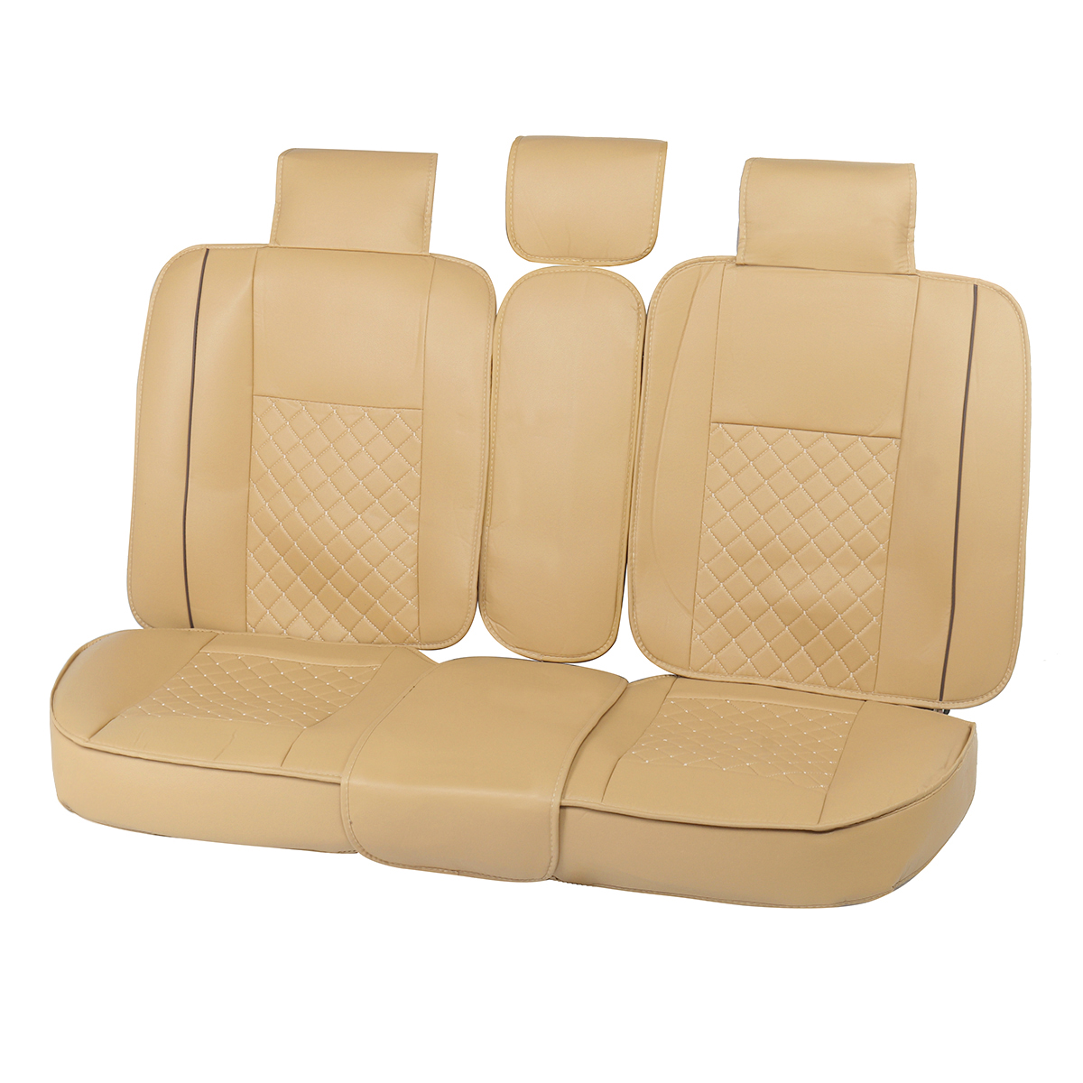 5PCS Universal Car Seat Covers Full Set Waterproof PU Leather Covers Front Rear Split Bench Protection Easy Install Fit Auto Truck Van SUV - Auto GoShop