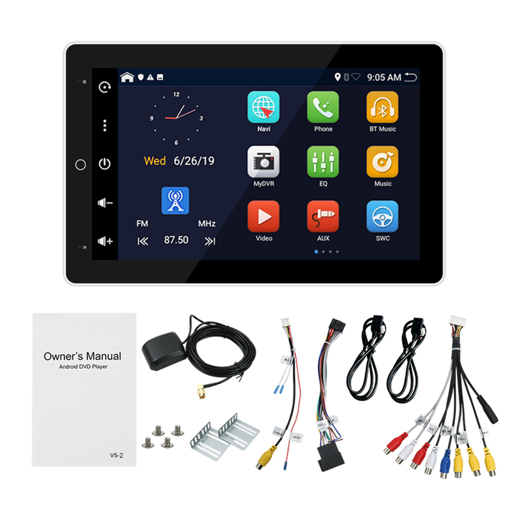 YUEHOO 9.7 Inch for Android 8.1 Car Stereo Full-Automatic 1DIN Rotable Touch Screen Quad Core 2+32G FM AM Radio GPS WIFI 4G RDS Support Split Screen