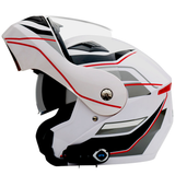 Waterproof Motorcycle Full Face Helmet with Bluetooth Music FM Double Visors Removable - Auto GoShop