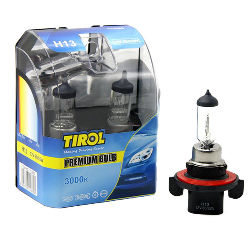 Tirol H13 12V 60/55W Car Halogen Headlight Fog Lamp 3000K 5000K Replacement Light Source