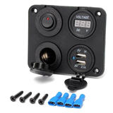 Dual Usb Adapter Charger Sockets & Digital Volt Meterr & Switch Panel