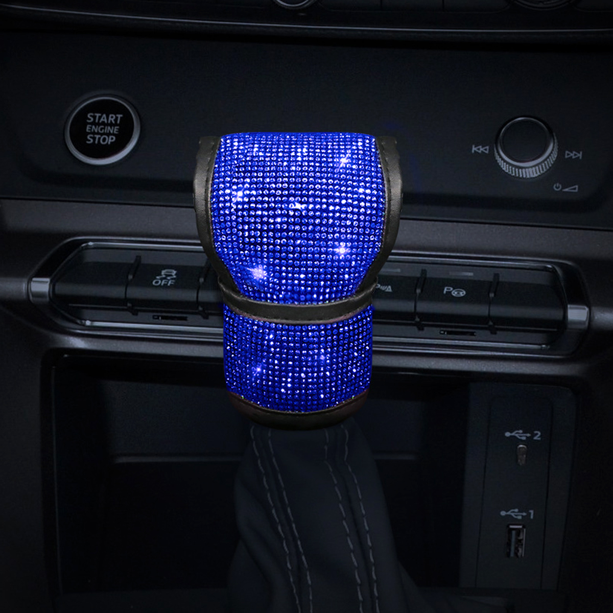 Universal Car Steering Wheel Cover Sparkle Luxury Bling Bling Fashion Diamond Blue Car Accessories Decor - Auto GoShop