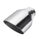 Universal Stainless Steel Exhaust Muffler round Slant 2.25 Inch Inelt 4 Inch Outlet