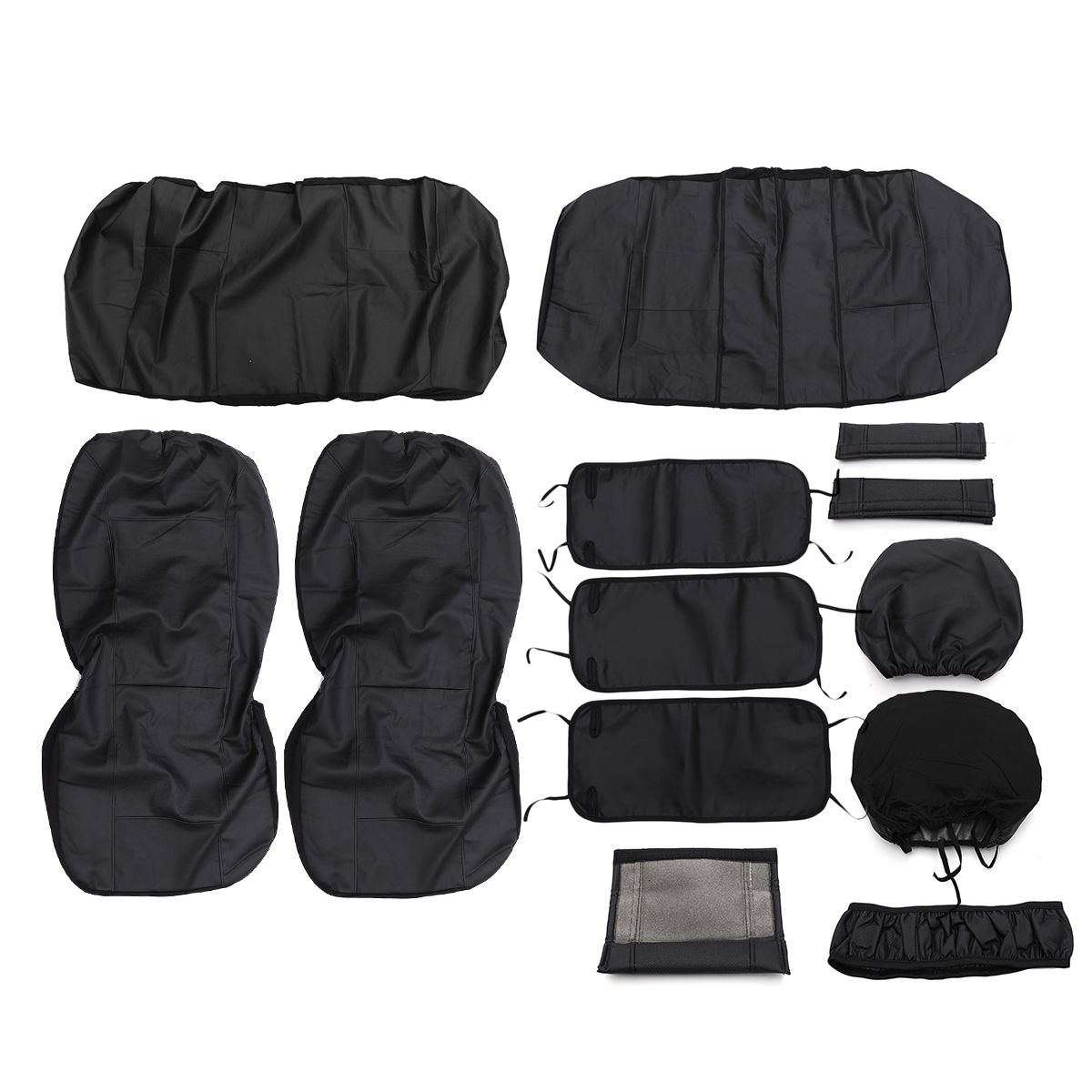 12PCS PVC Leather Car Seat Cover Full Set Front Rear Seat Cushion Mat with Zipper - Auto GoShop