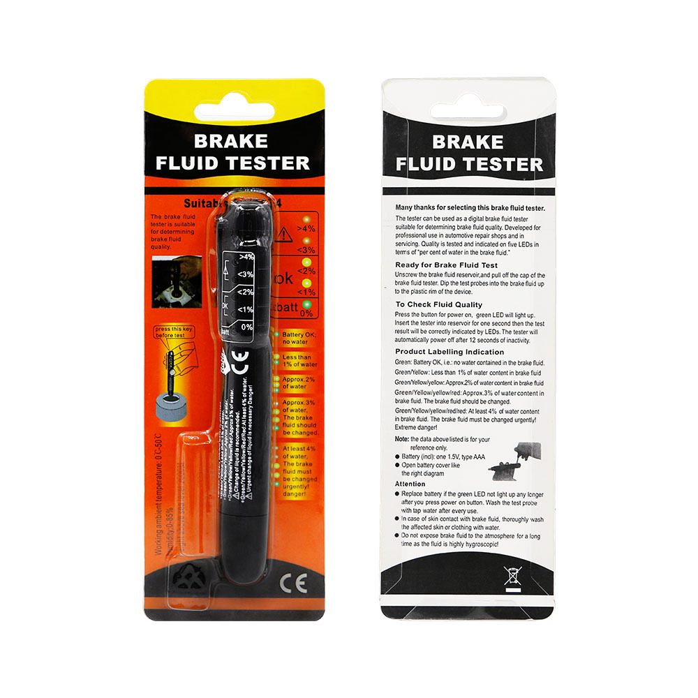 KINGBOLEN LED Car Brake Fluid Tester Pen Brake Liquid Testing Examiner Moisture Detector Diagnostic Tool with LED Indicator Lights