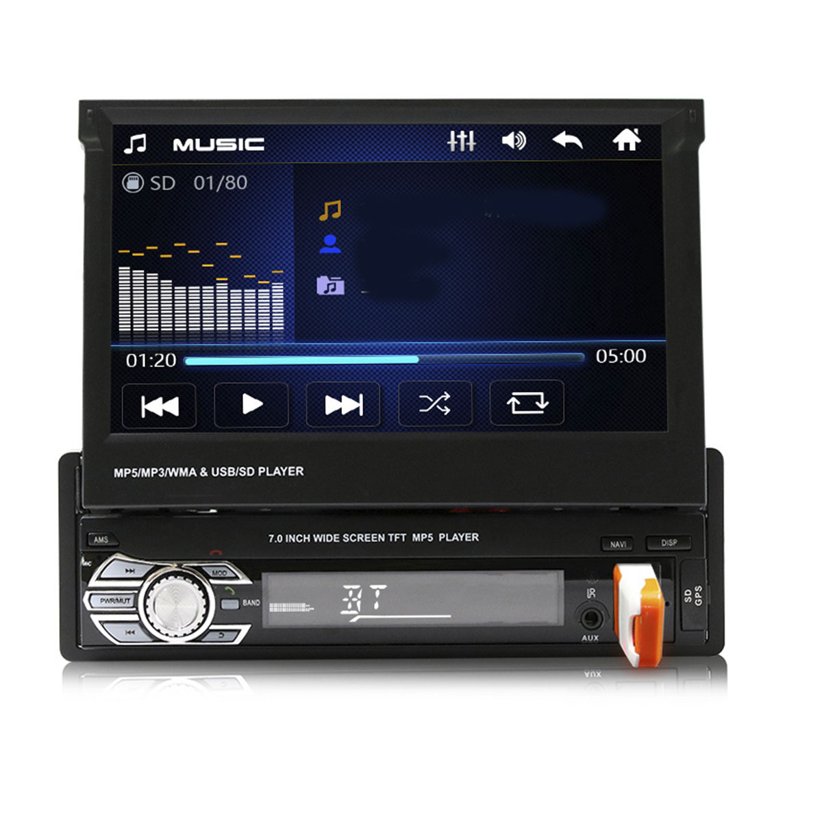 9601G 7 Inch 1DIN Wince Car MP5 Player Retractable Flip Stereo Radio Bluetooth GPS USB AUX with Backup Camera - Auto GoShop