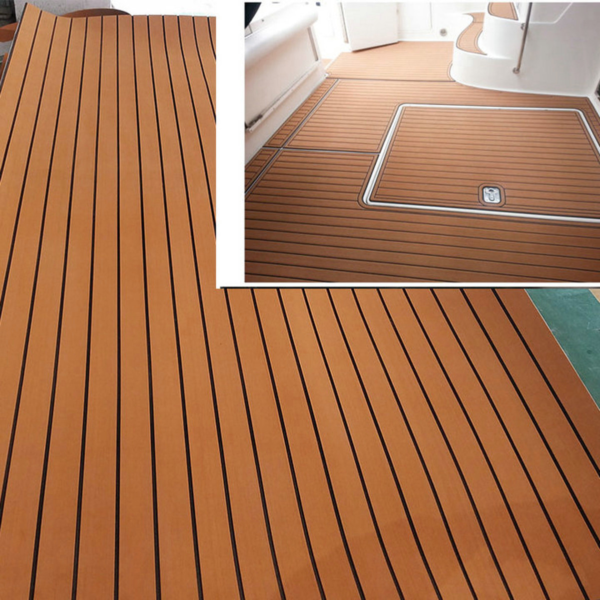 2700X900X6Mm Adhesive Marine Flooring EVA Foam Boat Faux Teak Decking Yacht Carpet Sheet - Auto GoShop