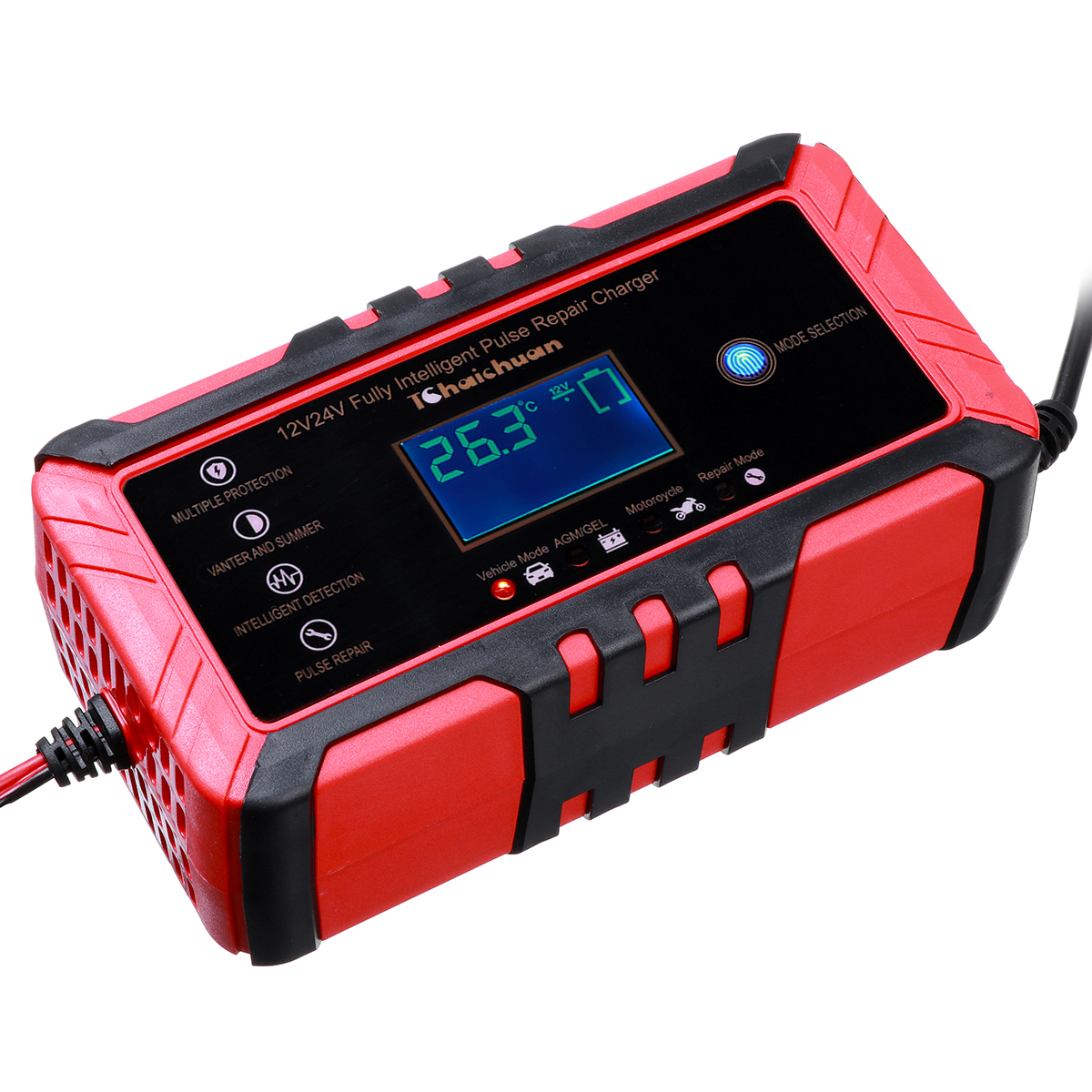 12/24V 8A/4A Touch Screen Pulse Repair LCD Battery Charger for Car Motorcycle Lead Acid Battery Agm Gel Wet