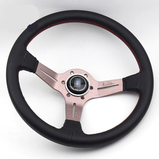 Slate Gray Black leather steering wheel (Black)