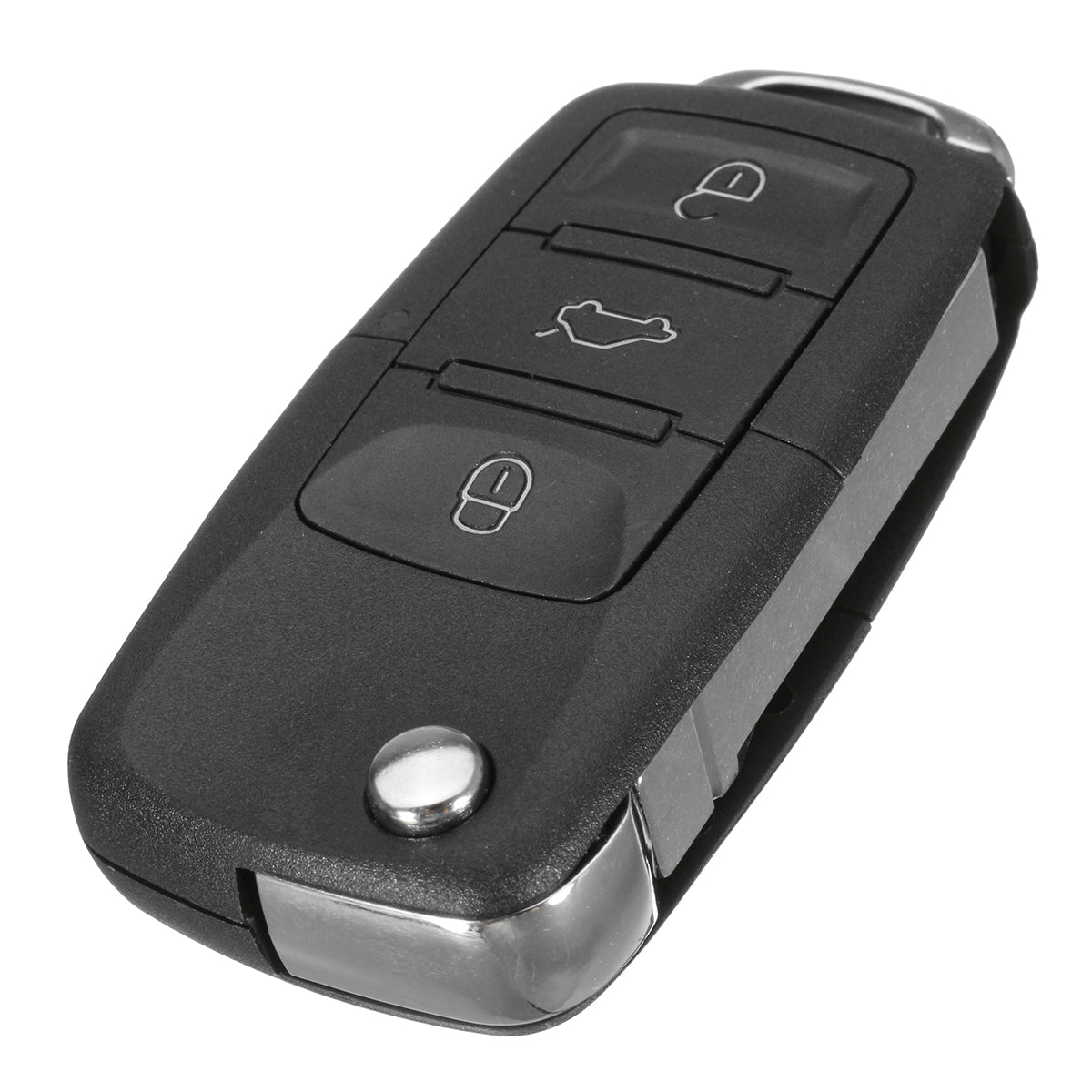 Dark Slate Gray 3 Button Flip Keyless Uncut Key Entry Remote Control Fob ID48 Chip 433MHz For VW