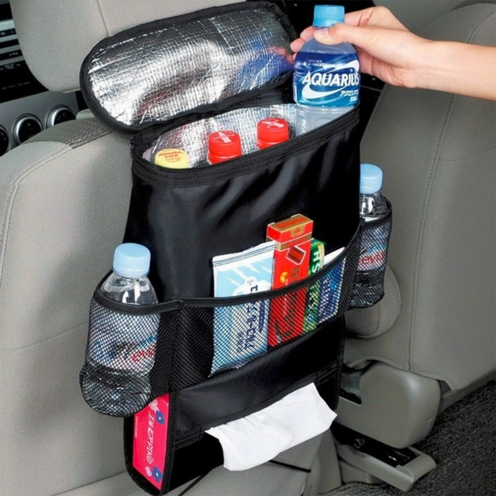Orange Red Universal Car Auto Seat Back Auto Car Seat Organizer Multi-Pocket Storage Bag Organizer Holder Travel Hanger (Black)