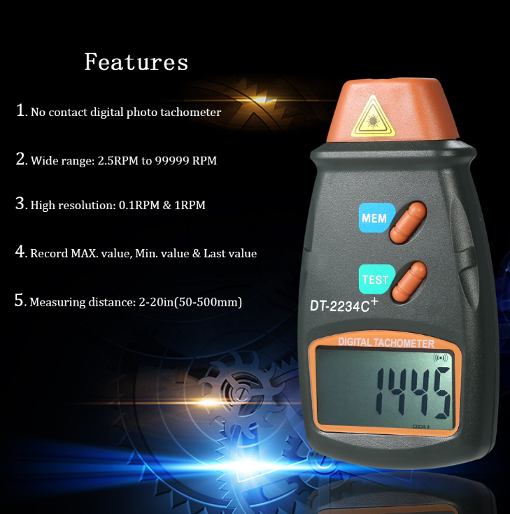 Digital Tachometer (Gray) - Auto GoShop