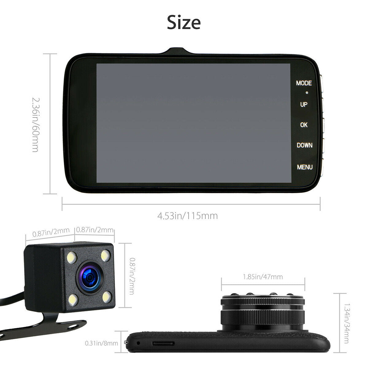 Dim Gray HD driving recorder with 8 night vision lights (8 lights Dual lens 32G)