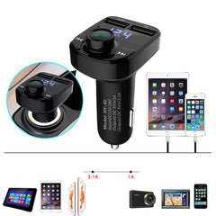Black Car MP3 Audio Player Bluetooth Car Kit FM Transmitter Handsfree Calling 5V 4.1A Dual USB Car Charger Phone Charger