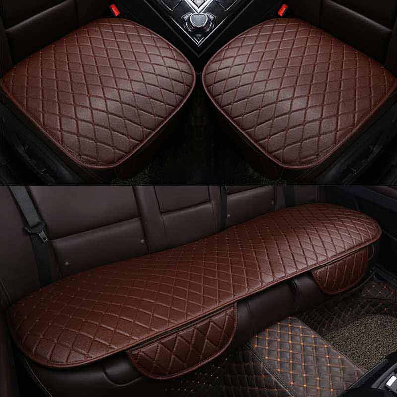 Car Seat Protector Car Full Set Cover Front + Rear PU Leather Cushion Pad Mat - Auto GoShop