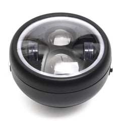 Dark Slate Gray Motorcycle Cafe Racer COB LED Projector Angel Eye Headlights Lamp