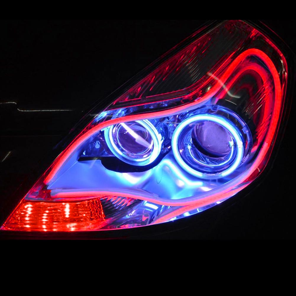 2Pcs 45cm/60cm Flexible Car Soft Tube LED Strip Light Angel Eye DRL Daytime Running Headlight Lamp 5 Color - Auto GoShop