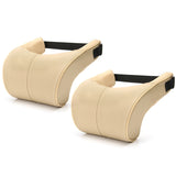 2Pcs Leather Memory Foam Car Neck Rest Pillow Safety Cushion Head Support Covers - Auto GoShop