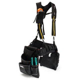 Black Adjustable Heavy Duty Work Tool Bag Belt Suspender With Mobile Phone Pouch 3 Loops