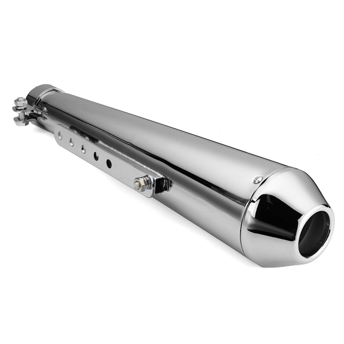 Gray Motorcycle Cafe Racer Exhaust Muffler Pipe with Sliding Bracket Universal