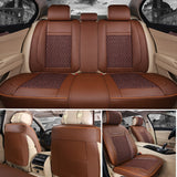 PU Leather Car Seat Cover Full Surround Bamboo Charcoal Cushion Set for 5-Seat Car - Auto GoShop