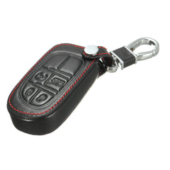 Dim Gray Car Key Case Cover 4 Buttons PU Leather Key FOB Case Cover For Jeep Grand Chrysler 300 Dodge