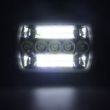 Ghost White 120W 5x7 7x6'' LED Headlight Hi-Lo Beam Halo DRL Warning For Jeep Cherokee XJ YJ
