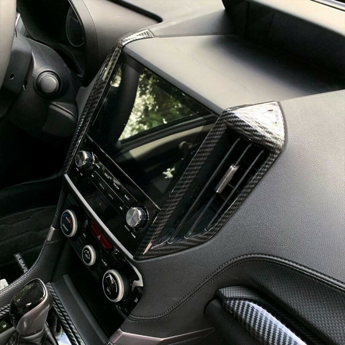 Black 2PCS Car Cover Trim Stickers Fiber Middle Air Vent Outlet For Subaru Forester 2019