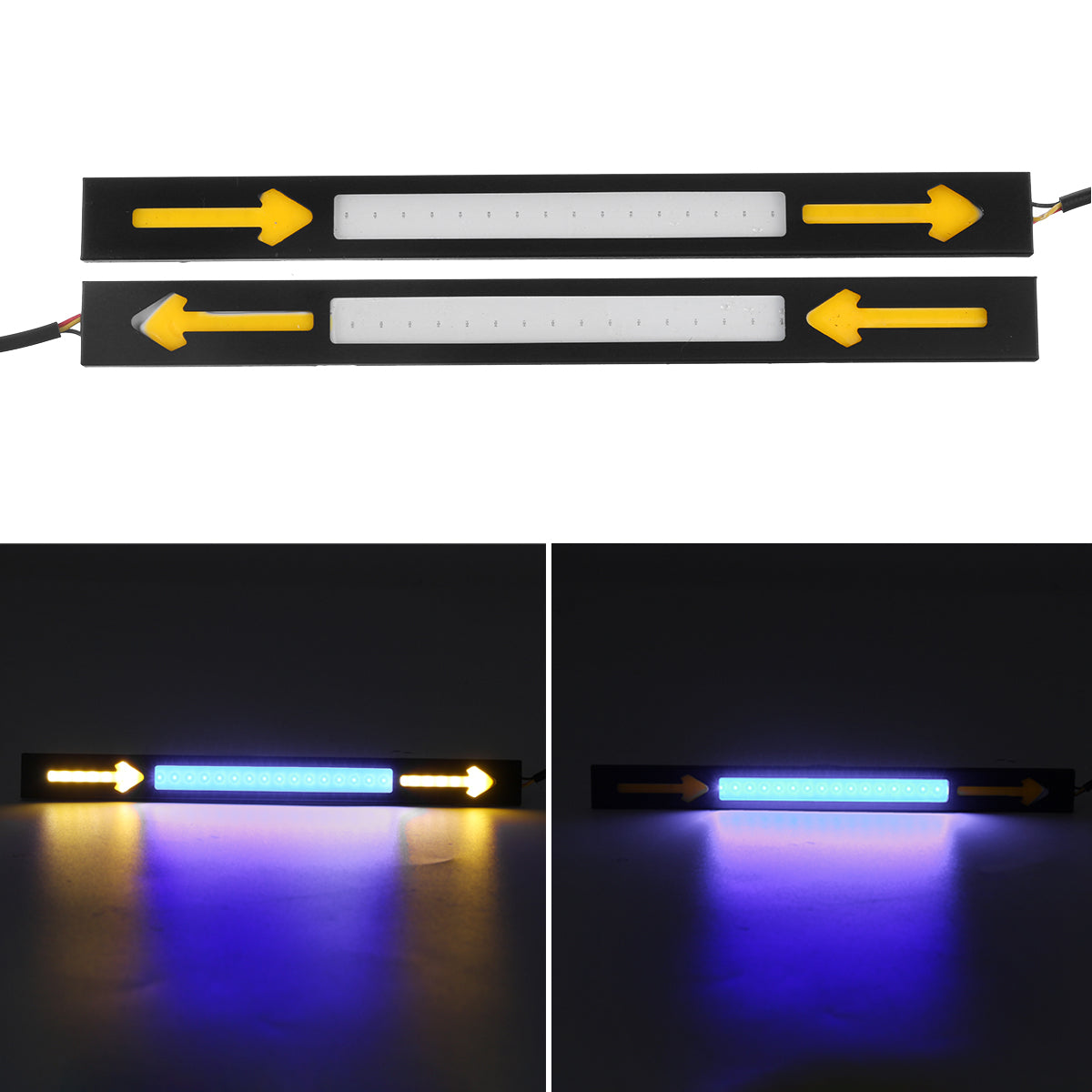 Black 2Pcs Car COB LED Daytime Running Lights  DRL Turn Signal Fog Lamps 12V 5W Waterproof Universal