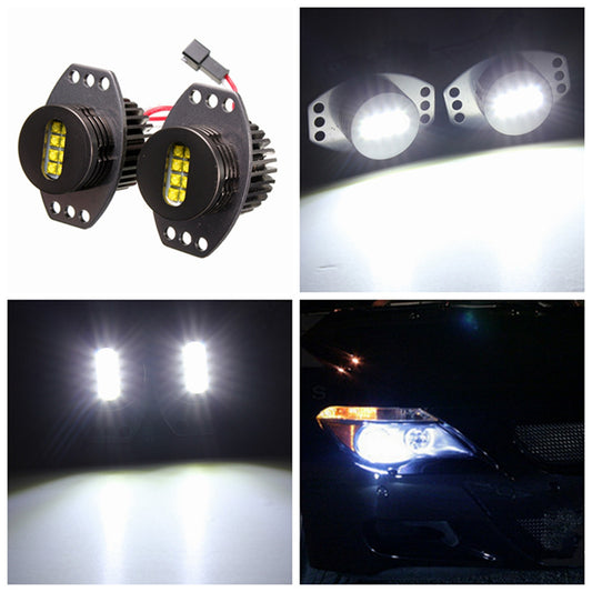 Black 64W Angel Eyes Headlight XENON LED Halo For BMW E90 E91 06-08 White Lamp