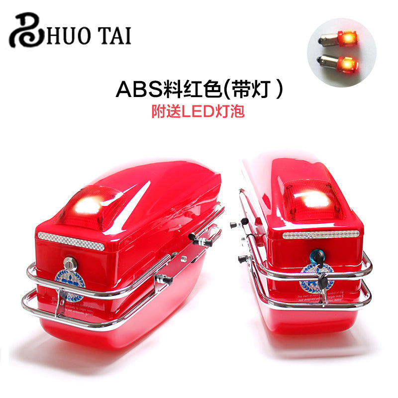 Red Modified motorcycle side box ABS with light box