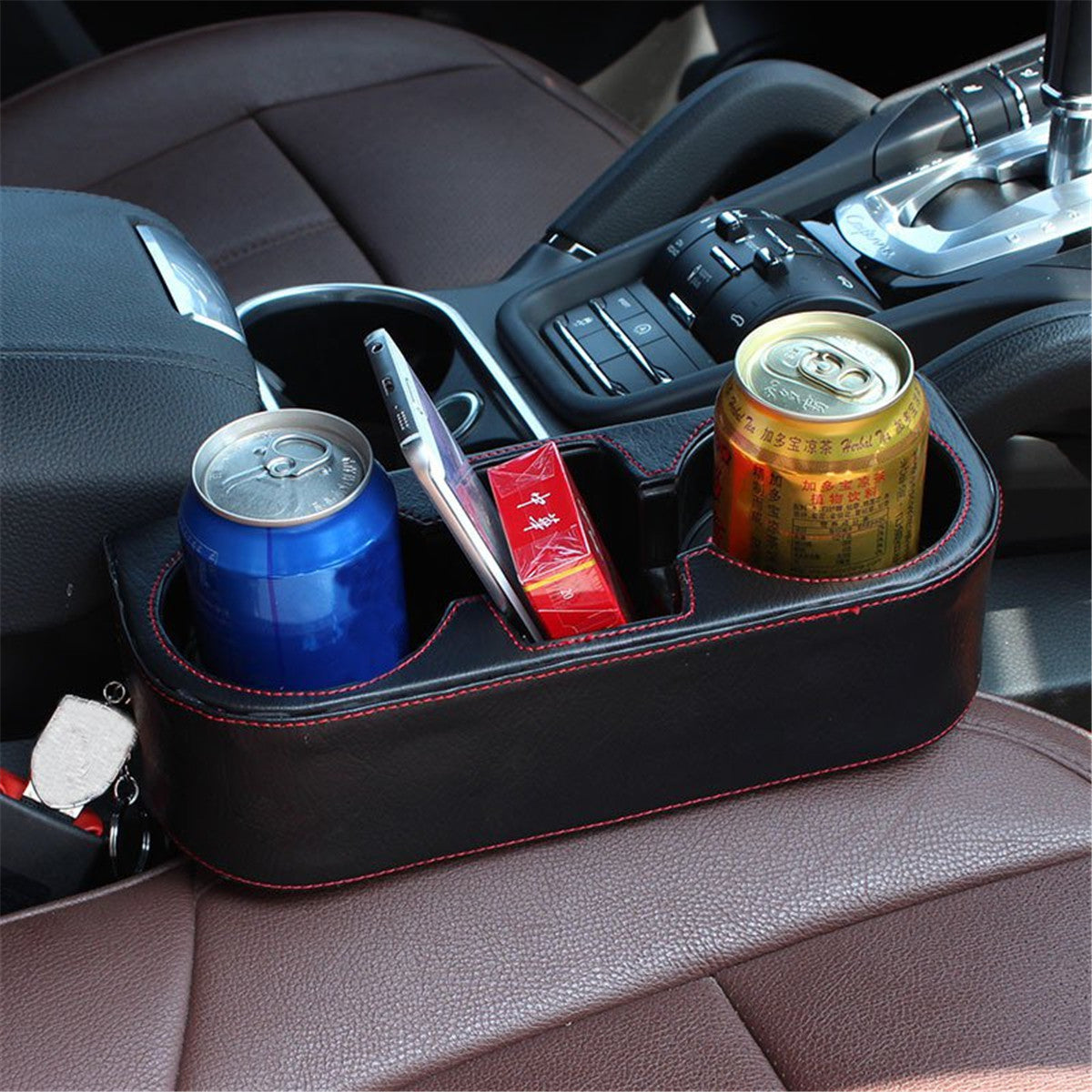 Multi-functional PU Leather Car Seat Crevice Storage Box Seat Gap Organizer Drink Cup Holder - Auto GoShop