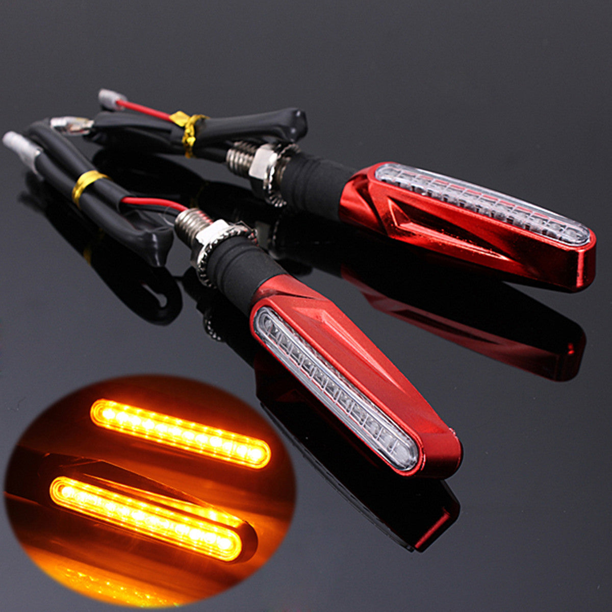 Chocolate 2pcs Motorcycle LED Turn Signal Indicator Blinkers Amber Lights