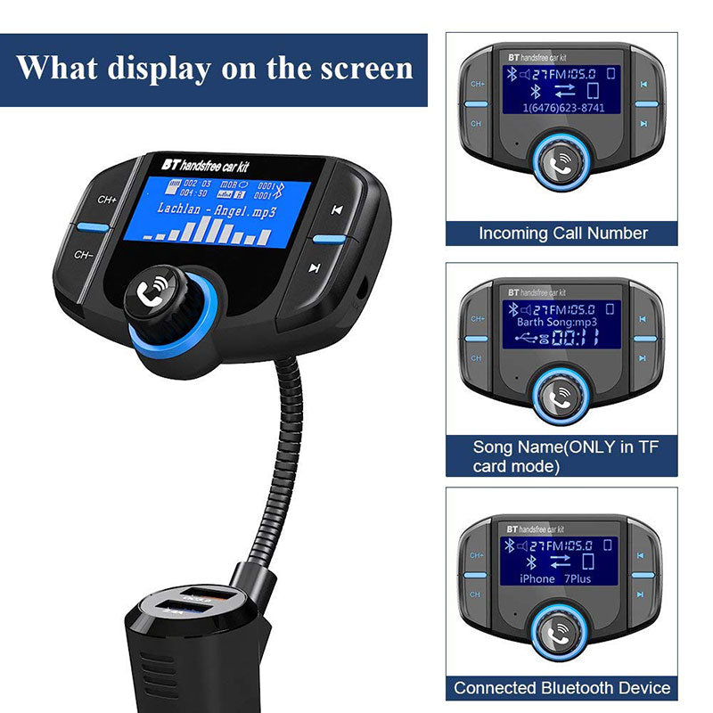 Royal Blue Car Bluetooth transmitter fast charge (Black)